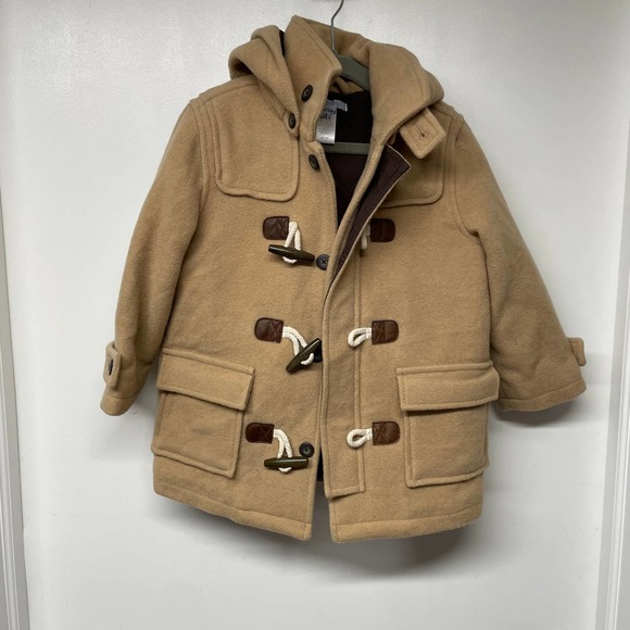 Janie and Jack Other - Janie & Jack Boys Camel Tan Wool Toggle Button Coat Toddler Size 2T-3T Hooded